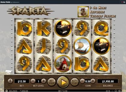 Sparta slot game with winning symbols